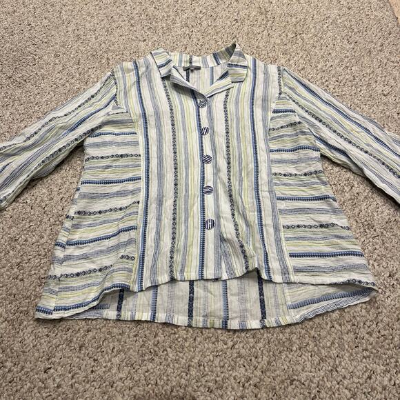 Habitat Princess Seamed Shirt Sz XL Button Down Stripe Nautical Coastal Casual - Picture 1 of 6